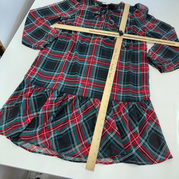 Draper James Dress Womens Small Red Black Green Georgia Plaid Rosanne Shift - Picture 10 of 12